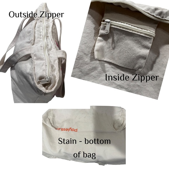 Payless Cream Tote with Pink and Red Shoe Design - Picture 6 of 9